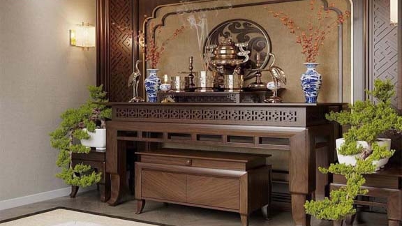 Bàn thờ gỗ – lựa chọn trang nghiêm và phong thủy cho không gian thờ cúng