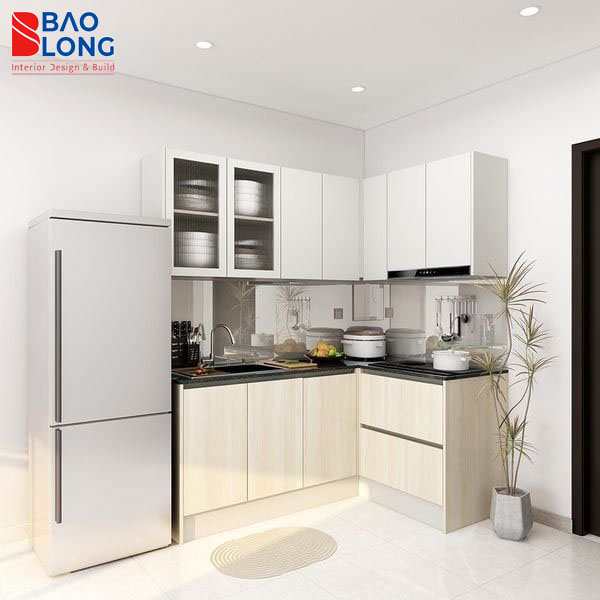 Mẫu tủ bếp chữ L tối ưu diện tích nhỏ