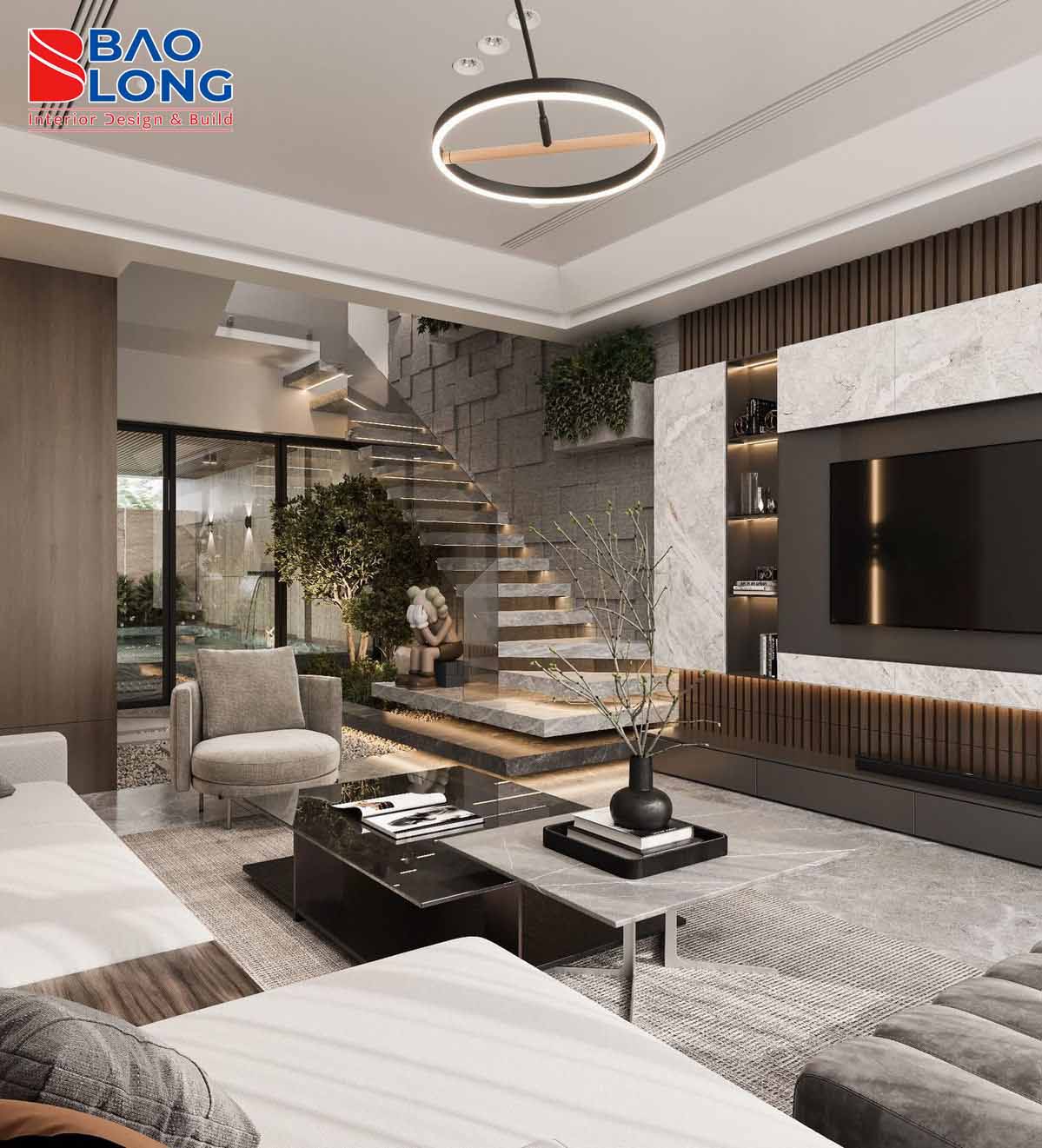 Xu hướng thiết kế phòng khách 2025 chú trọng công năng và thẩm mỹ hài hòa.