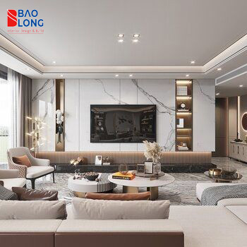 Phòng khách phong cách luxury tinh tế, đại diện cho xu hướng thiết kế phòng khách 2025.