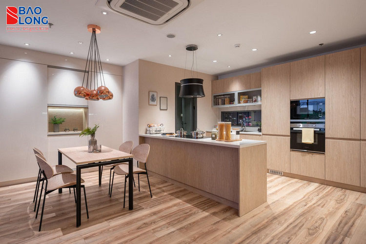 Thi công nội thất kết hợp 2 loại gỗ