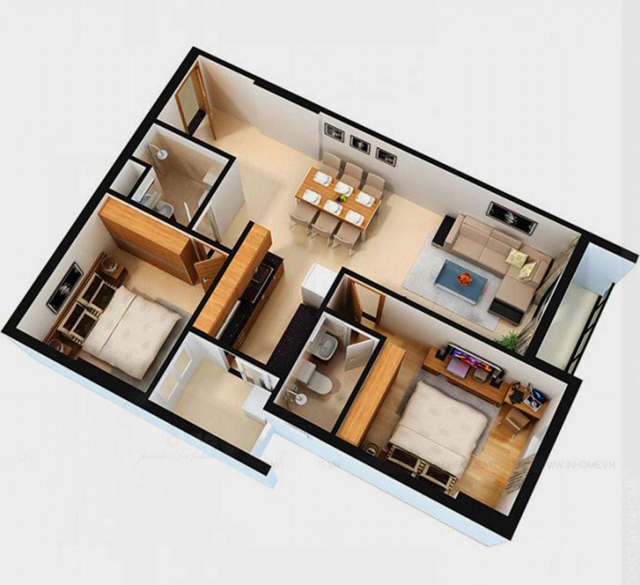 Thiết kế tổng thể căn hộ nhỏ 40m².