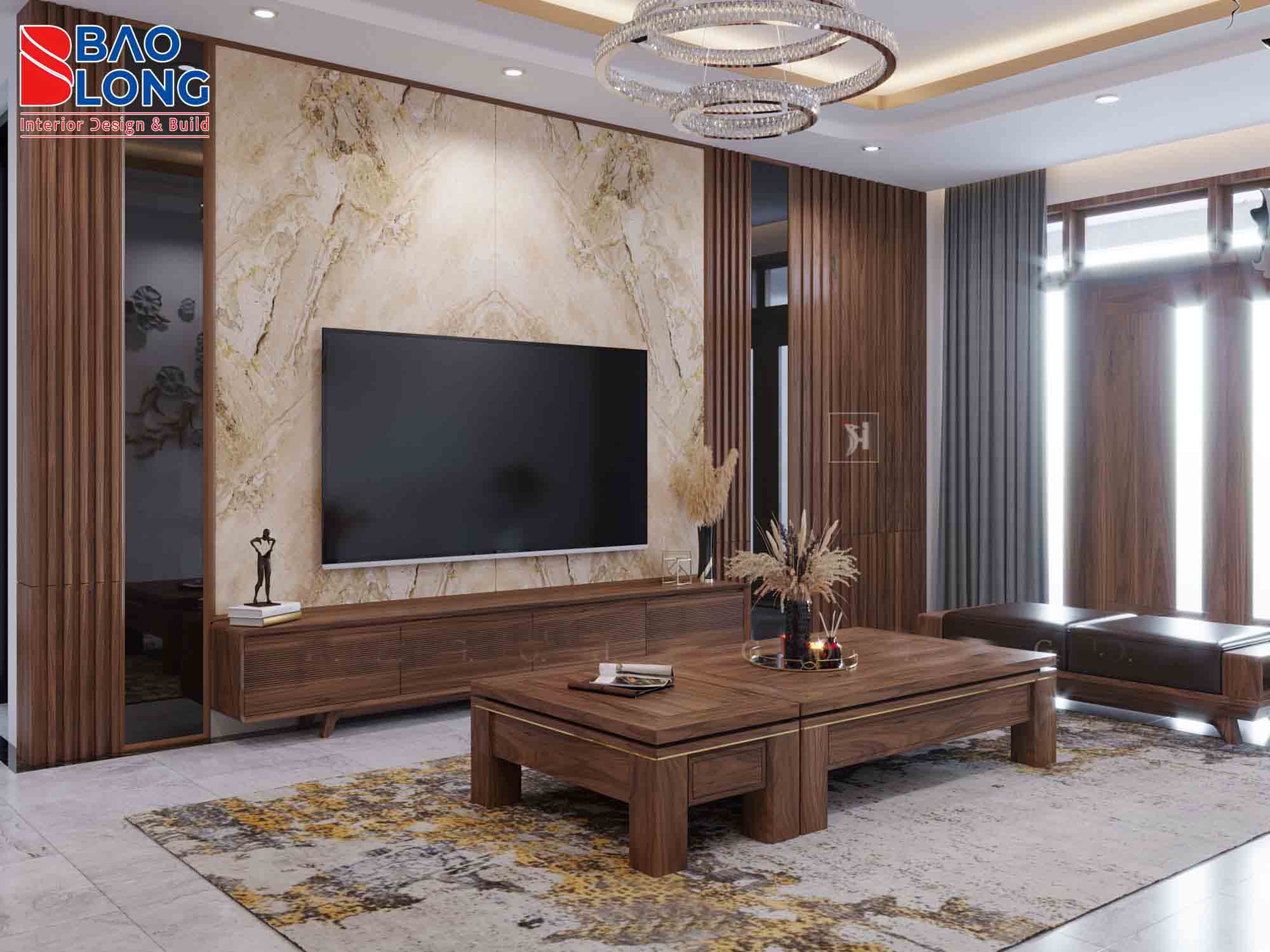 Kệ tivi gỗ óc chó với thiết kế hiện đại, phù hợp nhiều phong cách nội thất
