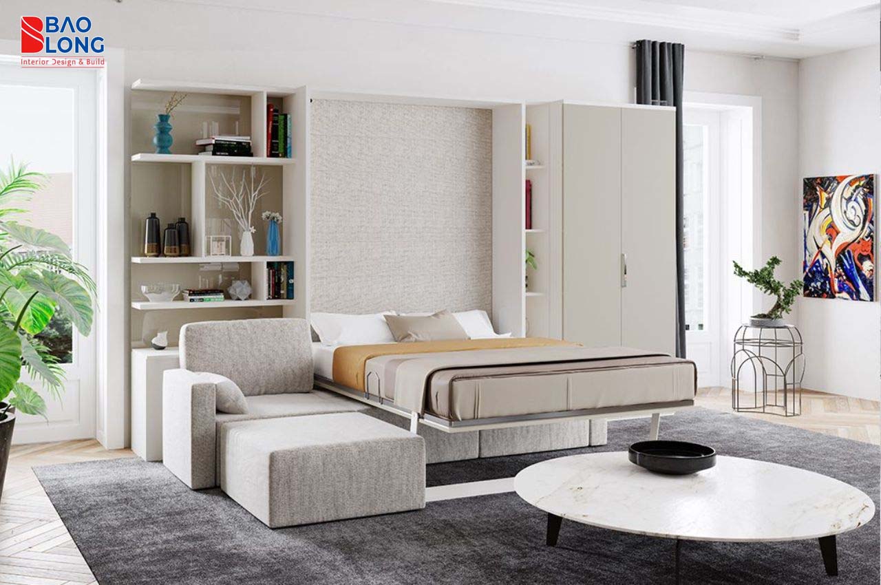 Giường hộp thông minh kết hợp sofa, tiết kiệm không gian tối đa
