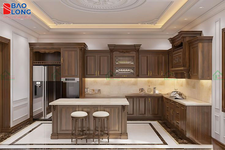 Mẫu kệ bếp gỗ tự nhiên đẹp và sang trọng