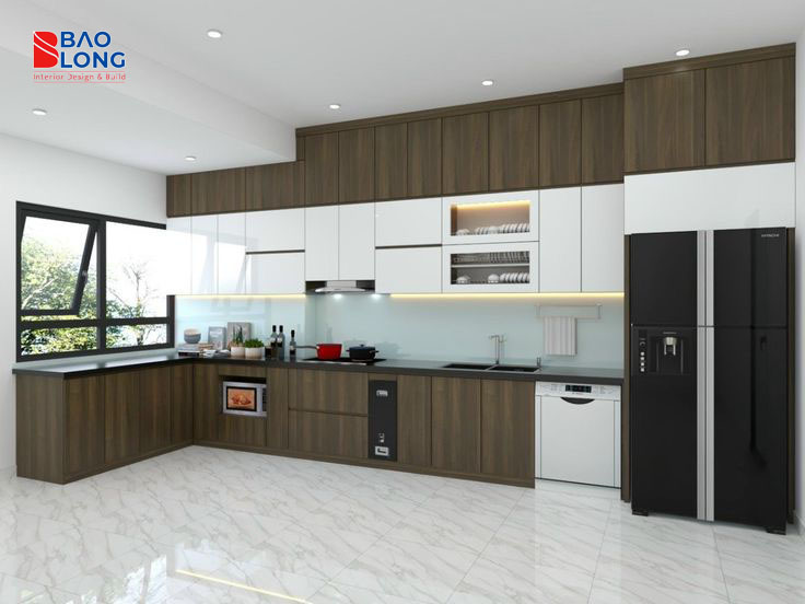 Mẫu kệ bếp Acrylic bóng gương sang trọng