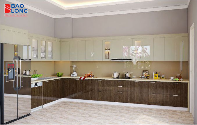 Kệ bếp hiện đại với thiết kế tối ưu không gian