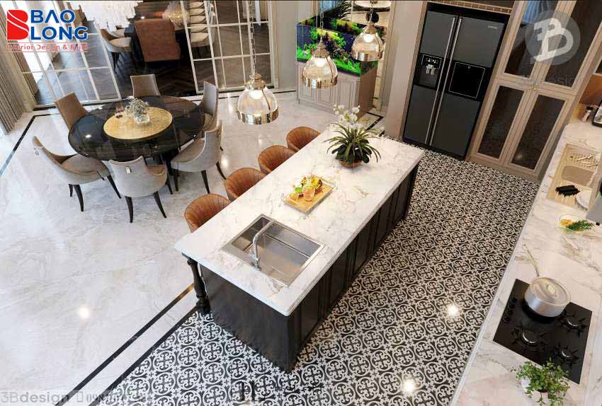 Bàn đảo bếp phong cách Bắc Âu, đơn giản mà tinh tế