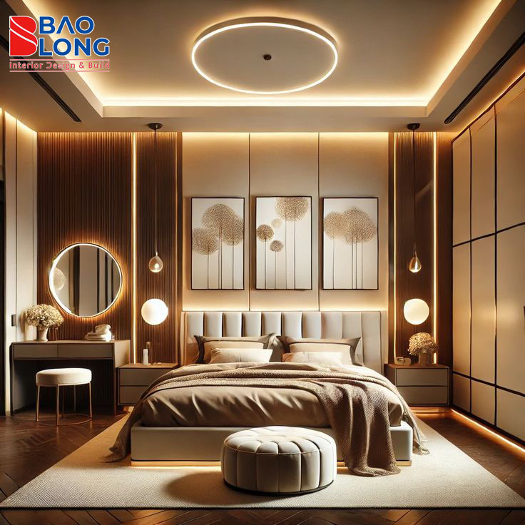 3. Nội thất phòng ngủ sử dụng gỗ An Cường tông sáng, phong cách Bắc Âu