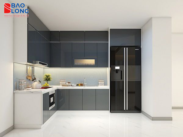 1. Tủ bếp gỗ An Cường thiết kế chữ L, phù hợp căn hộ hiện đại