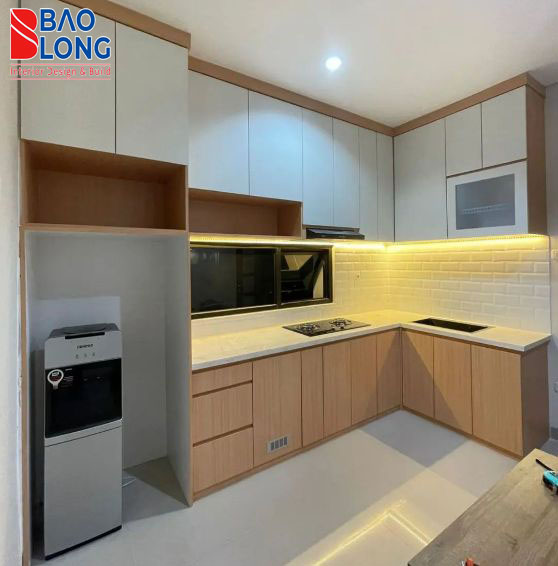 Mẫu tủ bếp MDF phủ Melamine chống trầy xước, bền đẹp