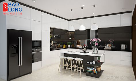 Tủ bếp gỗ công nghiệp Acrylic – bề mặt bóng gương sang trọng