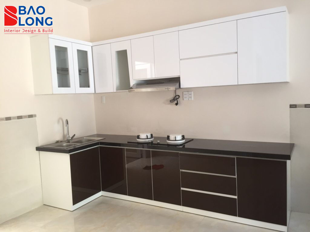 Mẫu tủ bếp chữ L giúp tối ưu diện tích bếp nhỏ