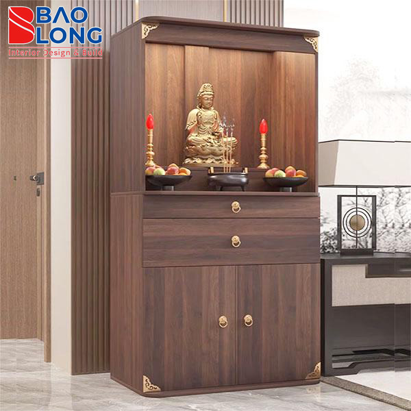 Tủ thờ gỗ thiết kế đồng bộ nội thất phòng khách