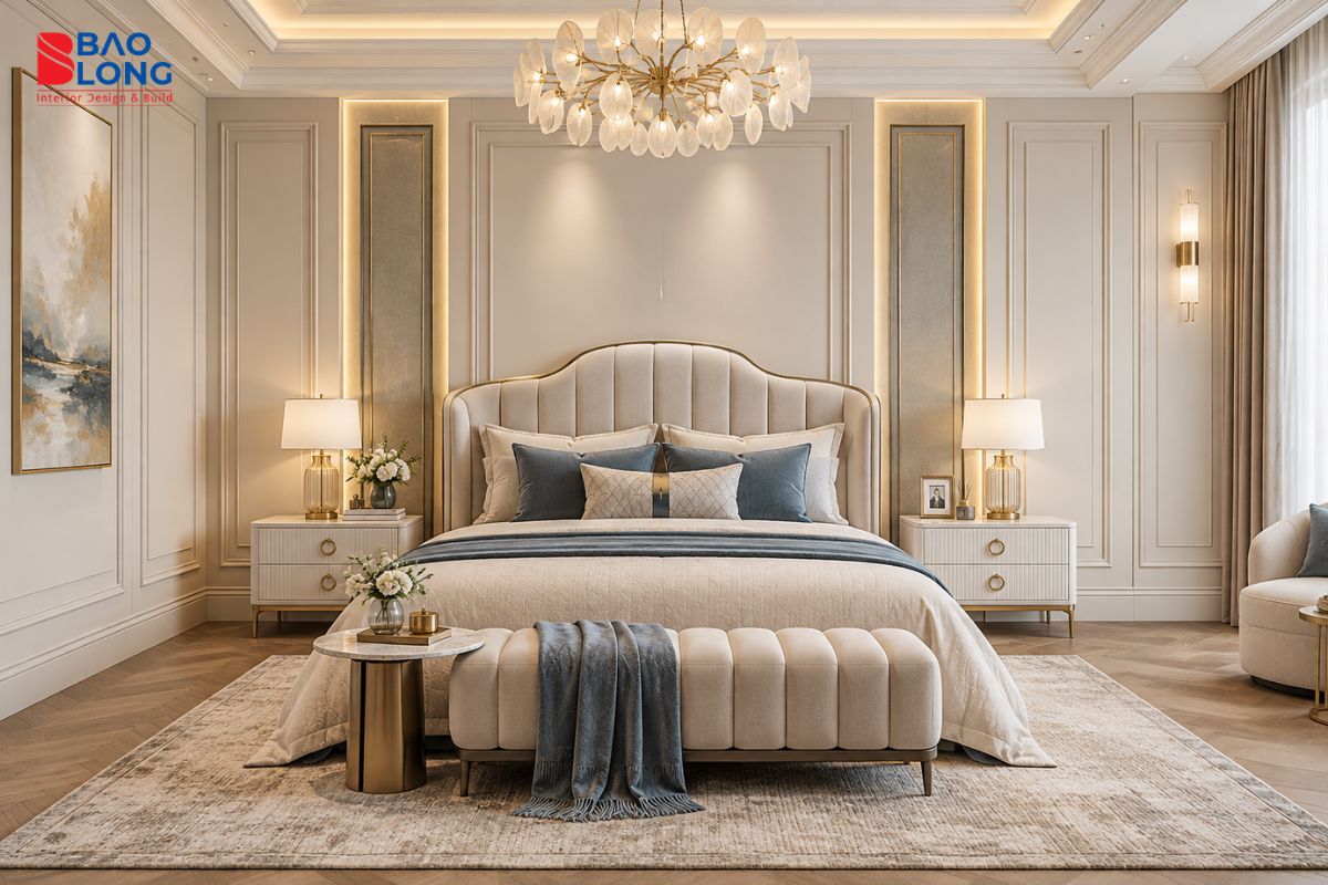 Thiết kế nội thất phòng ngủ phong cách tân cổ điển