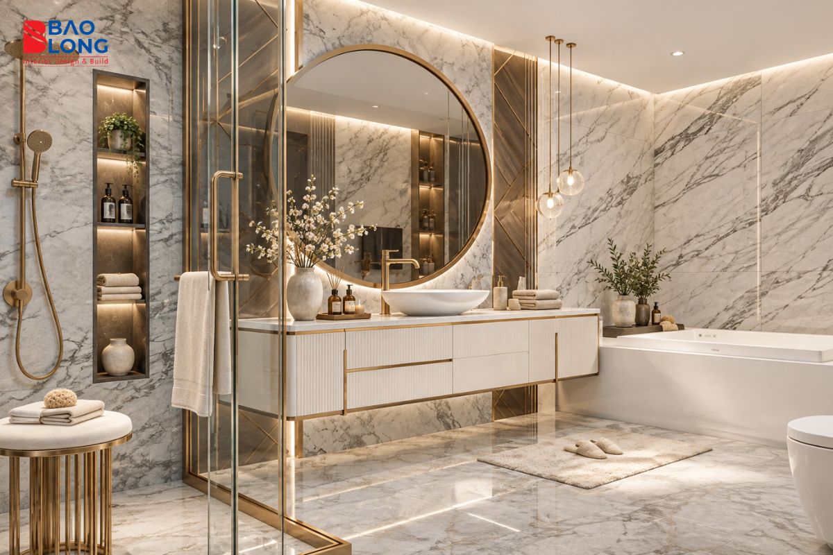 Thiết kế nội thất phòng tắm phong cách tân cổ điển